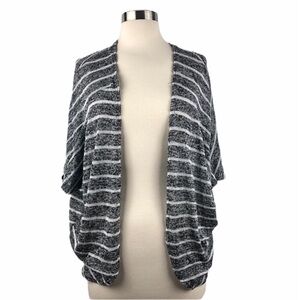 r2d Black White Striped Open Cardigan Sweater S